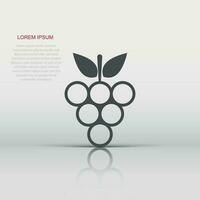 Grape fruits sign icon in flat style. Grapevine vector illustration on white isolated background. Wine grapes business concept.