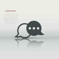 Speak chat sign icon in flat style. Speech bubbles vector illustration on white isolated background. Team discussion button business concept.