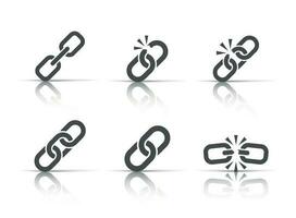 Chain sign set collection icon in flat style. Link vector illustration on white isolated background. Hyperlink business concept.