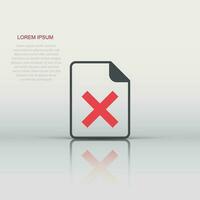 Document error icon in flat style. Broken report vector illustration on white isolated background. Damaged business concept.