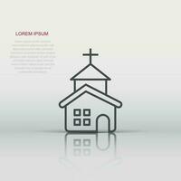 Church icon in flat style. Chapel vector illustration on white isolated background. Religious building business concept.