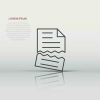 Document error icon in flat style. Broken report vector illustration on white isolated background. Damaged business concept.