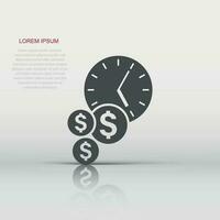 Time is money icon in flat style. Project management vector illustration on white isolated background. Deadline business concept.