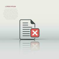 Document error icon in flat style. Broken report vector illustration on white isolated background. Damaged business concept.