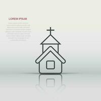 Church icon in flat style. Chapel vector illustration on white isolated background. Religious building business concept.