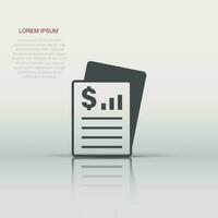 Financial statement icon in flat style. Document vector illustration on white isolated background. Report business concept.