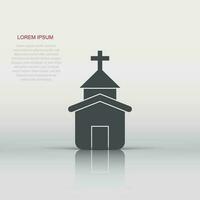 Church icon in flat style. Chapel vector illustration on white isolated background. Religious building business concept.