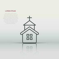 Church icon in flat style. Chapel vector illustration on white isolated background. Religious building business concept.