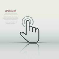 Click mouse icon in flat style. Pointer vector illustration on white isolated background. Hand push button business concept.