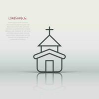 Church icon in flat style. Chapel vector illustration on white isolated background. Religious building business concept.