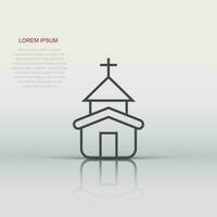 Church icon in flat style. Chapel vector illustration on white isolated background. Religious building business concept.