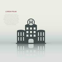 Hospital building icon in flat style. Infirmary vector illustration on white isolated background. Medical ambulance business concept.