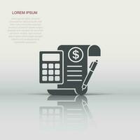 Money calculation icon in flat style. Budget banking vector illustration on white isolated background. Financial payment business concept.