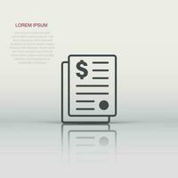 Financial statement icon in flat style. Document vector illustration on white isolated background. Report business concept.