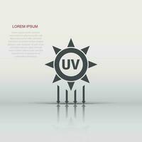 UV radiation icon in flat style. Ultraviolet vector illustration on white isolated background. Solar protection business concept.