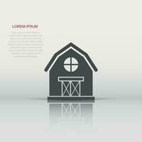 Barn icon in flat style. Farm house vector illustration on white isolated background. Agriculture storehouse business concept.