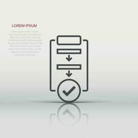 Procedure list icon in flat style. Document project vector illustration on white isolated background. Checklist business concept.