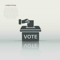 Vote icon in flat style. Ballot box vector illustration on white isolated background. Election business concept.