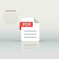 Pdf icon in flat style. Document text vector illustration on white isolated background. Archive business concept.
