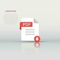 Pdf icon in flat style. Document text vector illustration on white isolated background. Archive business concept.