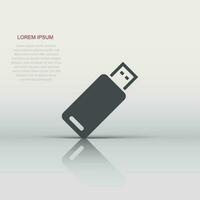 Usb drive icon in flat style. Flash disk vector illustration on white isolated background. Digital memory business concept.