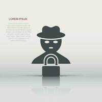 Fraud hacker icon in flat style. Spy vector illustration on isolated background. Cyber defend business concept.