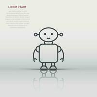 Cute robot chatbot icon in flat style. Bot operator vector illustration on white isolated background. Smart chatbot character business concept.