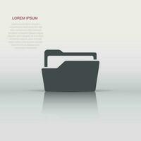 File folder icon in flat style. Documents archive vector illustration on white isolated background. Storage business concept.