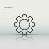 Recovery gear icon in flat style. Repeat vector illustration on white isolated background. Rotation business concept.