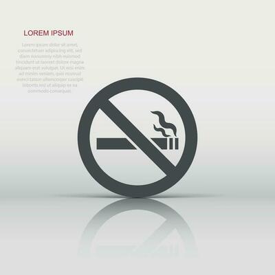 No smoking sign icon in flat style. Cigarette vector illustration on white isolated background. Nicotine business concept.