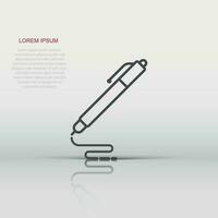 Pen icon in flat style. Ballpoint vector illustration on white isolated background. Office stationery business concept.