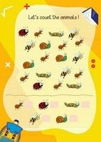 nursery worksheet, learning to count and tracing numbers vector