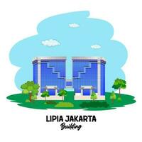 Blue building in jakarta. Lipia college vector