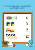 nursery worksheet, learning to count and tracing numbers vector