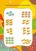 nursery worksheet, learning to count and tracing numbers vector