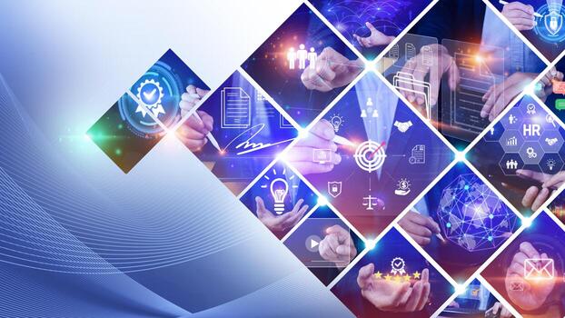 Global business structure of networking, Analysis and data exchange customer connection, HR recruitment and global outsourcing, Customer service, Teamwork, Technology and data connection worldwide. photo