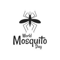 World Mosquito Day with black mosquito symbol in flat design vector