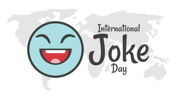 International Joke Day with laughing face icon and world map background in flat design vector