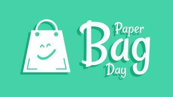 papel bolso día con un sonriente papel bolso icono en plano diseño vector