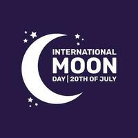 International Moon Day with moon icon, star and dark background in flat design vector