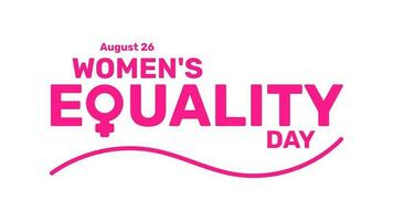 mujer igualdad día póster con rosado color en plano diseño vector