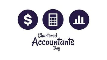 Vector illustration of Chartered Accountants Day with dollar, calculator and statistics icons in flat design