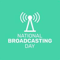 nacional radiodifusión día logo con señal torre objeto en plano diseño vector