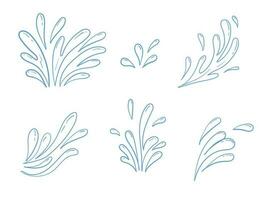 Set of doodle water splash in handdrawn style on white background vector