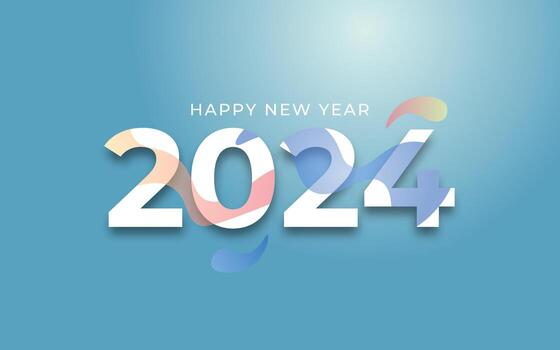Greetings and invitations, Happy 2024 new year with drop shadow template vector