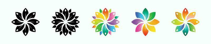 Flower icon set. Mandala flower symbol set EPS10 - Vector