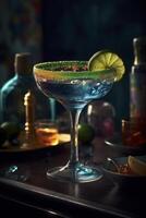 Margarita cocktail in the bar, created with generative AI photo