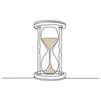 one line drawing continuous design of sand clock on white background. vector