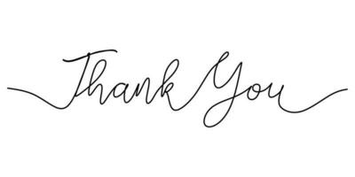One continuous line drawing typography line art of thank you word vector