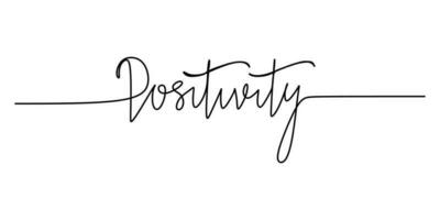 One continuous line drawing typography line art of positivity word vector